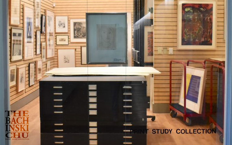 Photograph of the Bachinski/Chu Print Study Collection display window